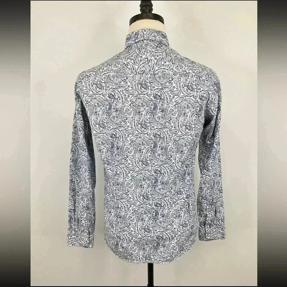 EUC Ted Baker Blue & White Paisley Long Sleeve Button-Up Shirt Sz. 15 34/35 - Picture 2 of 4
